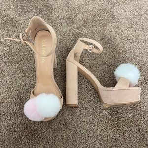 Strappy Pom Pom High Heels